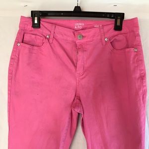 Crown & Ivy Solid Stretch Denim Crop Pants Pink